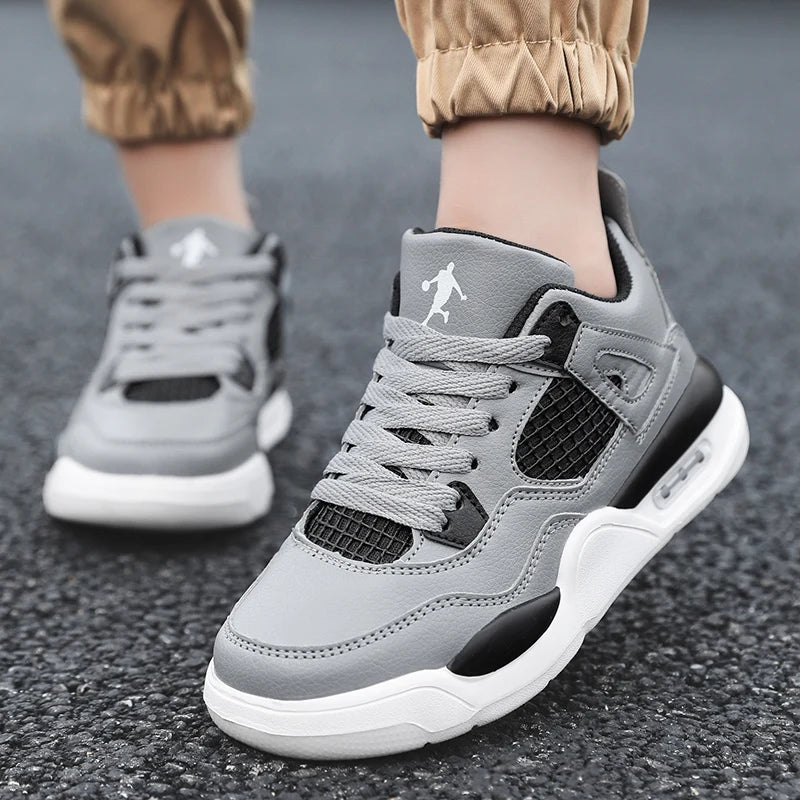 Children’s Breathable White & Black Tennis Shoes