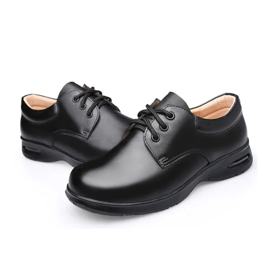 Kids  Soft Black Leather School Shoes