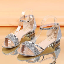 Women’s Gold and Silver Low Heel Sandals
