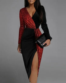 Luxury Black & Gold Sequin Party Dress