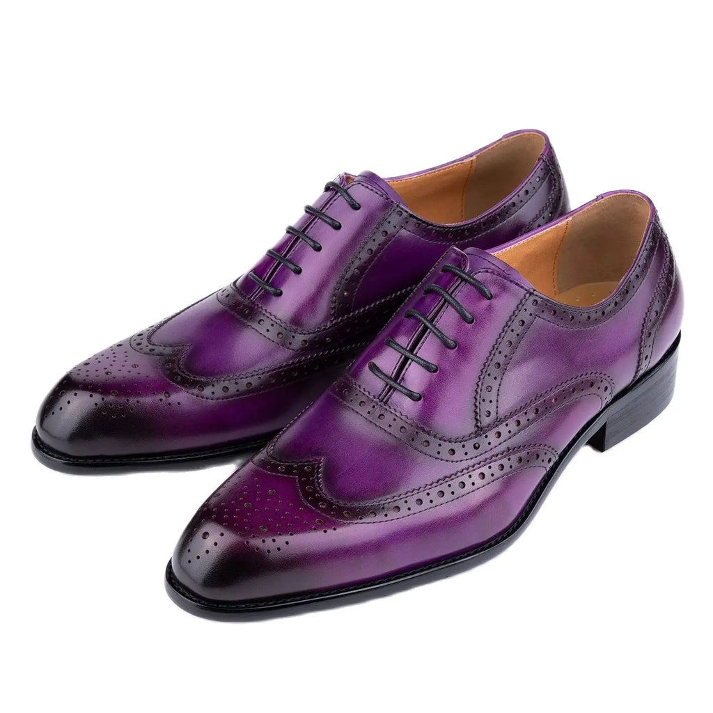 Purple Leather Oxford Shoes for Men