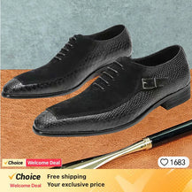 Men’s Crocodile Skin Textured Leather Shoes