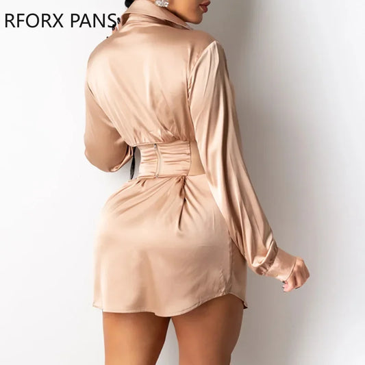 Women’s Elegant Button-Front  Mini Party Dress