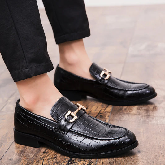 Korean Style Black Loafers for Modern Men