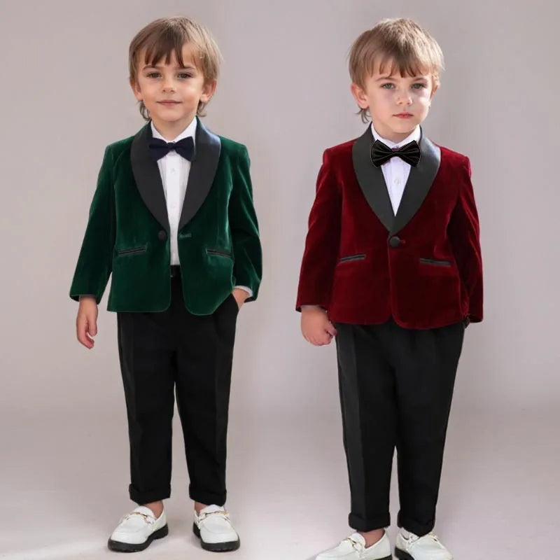 Baby Boys’ Black Velvet Tuxedo Suit