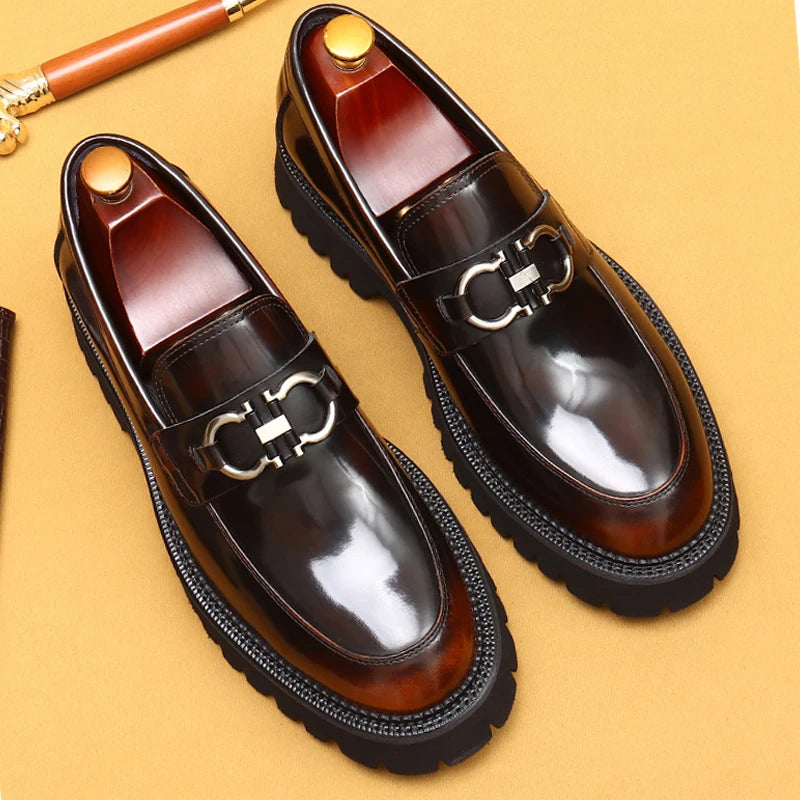 Men’s British Style Glossy Leather Shoes