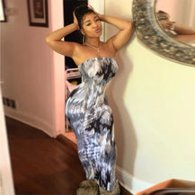 Women's Slim Bandage Chest Wrap Long Dress