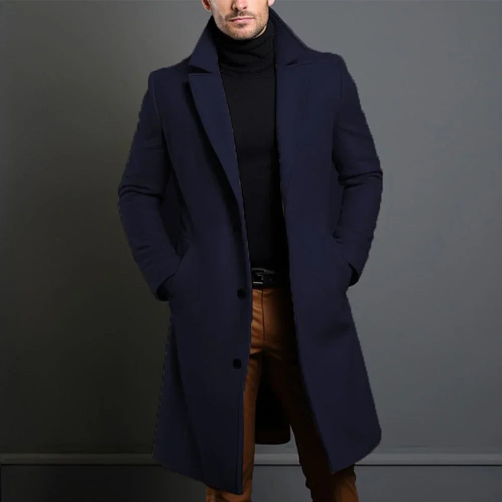 Warm Black Trench Coat For Men