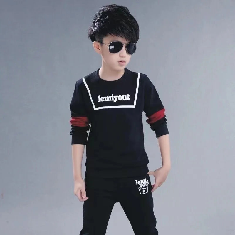 2024 New Boys Clothes Sport Suit Casual Sets Autumn Letter Children Winter Kids Tracksuit Spring + pants 5 6 7 8 9 10 11 12 year