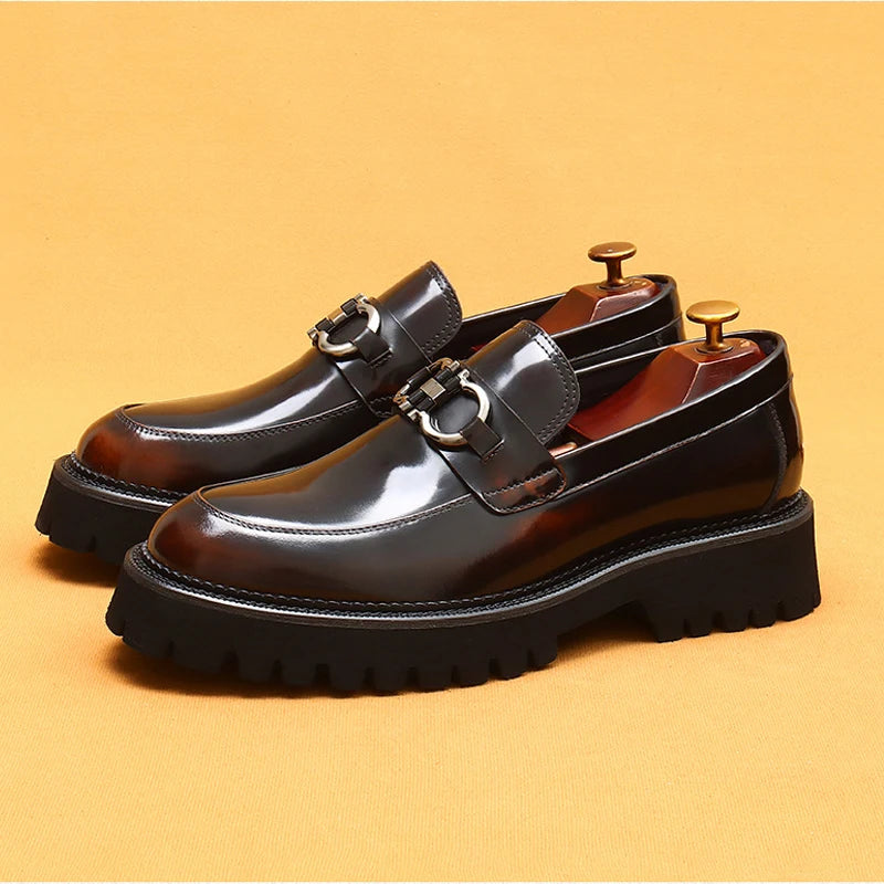 Men’s British Style Glossy Leather Shoes