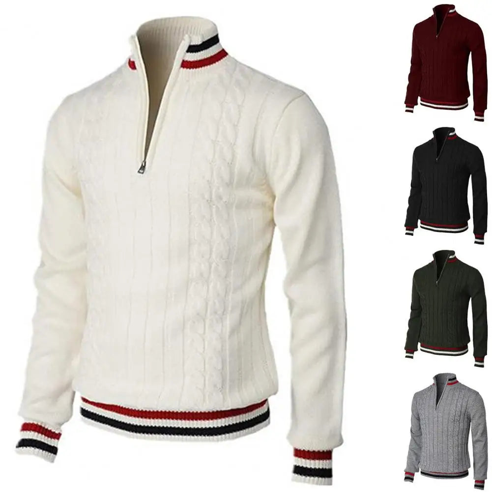 Turtleneck Long Sleeves Zipper Sweater for Men