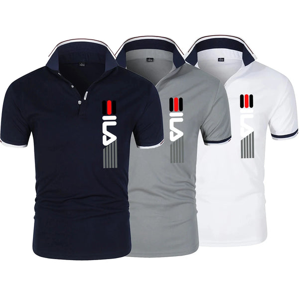 Summer New Men's Lapel Anti-pillin Polo Shirt printing  Short Sleeve Casual Business Fashion Slim Fit Polo Shirt for Men