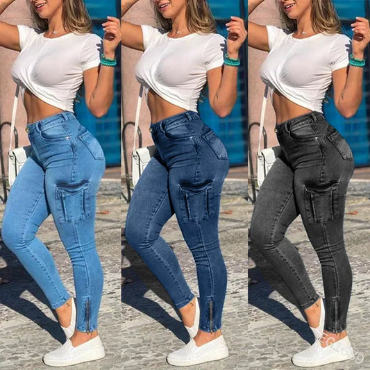 Women’s High-Waist Cargo Pencil Jeans