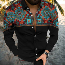 Men’s Aztec Print Casual Buttoned Shirt