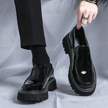 Glossy Patent Leather Thick Sole Shoes