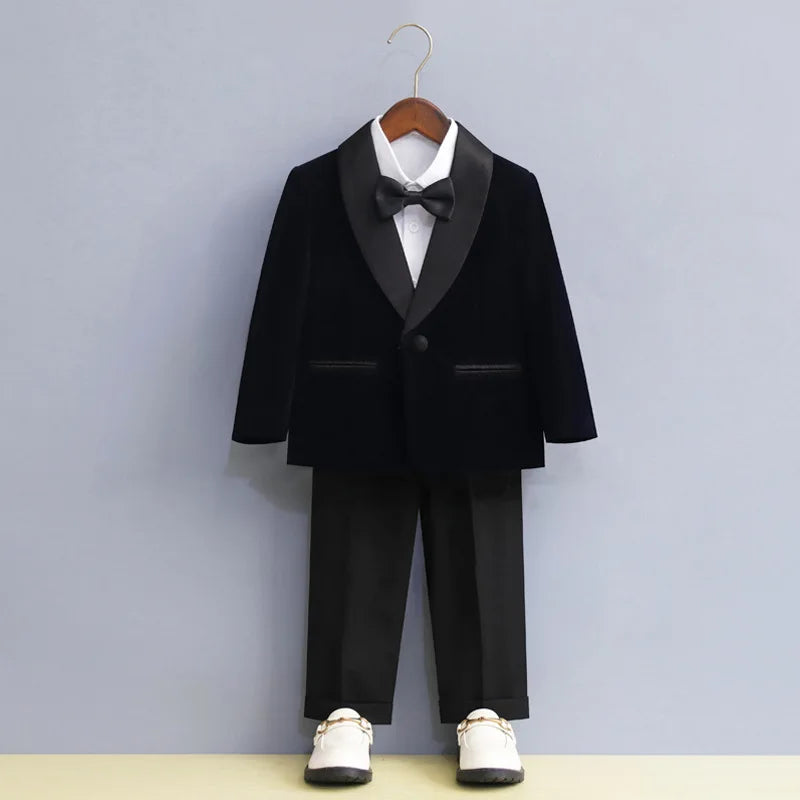 Baby Boys’ Black Velvet Tuxedo Suit