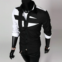 Men’s Splicing Design Office Wear Shirt