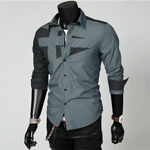 Men’s Splicing Design Office Wear Shirt