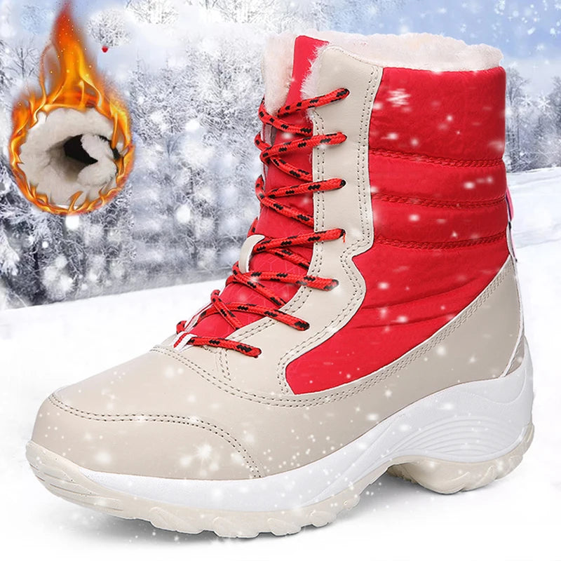 Snow Women's Boots 2025 Trend Women Shoes Platform Ladies Shoes Solid Mid Women's High Boots Platform Boots Women Botas Mujer