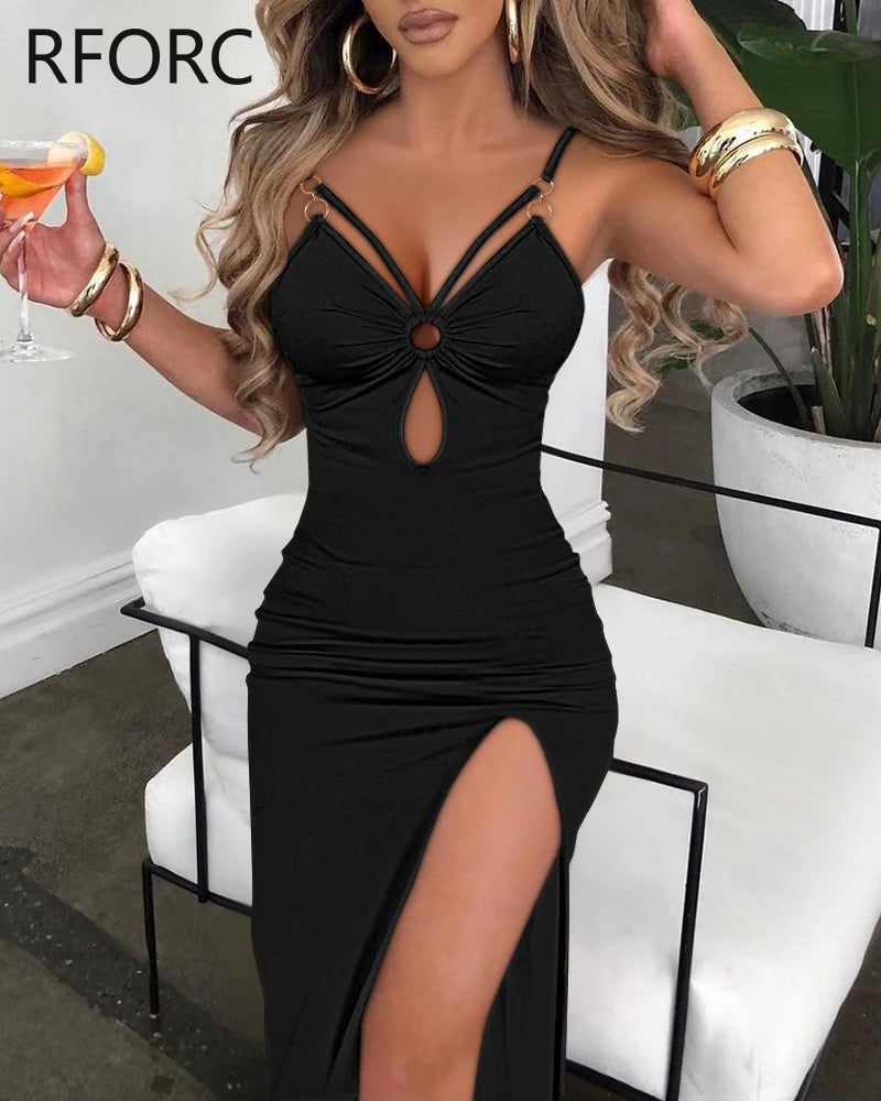 Women's O-Ring Cutout Maxi Dress