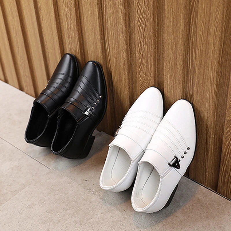 British Style Black & White Leather Shoes for Kids