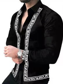 Long Sleeve Button Lapel Shirt for Men