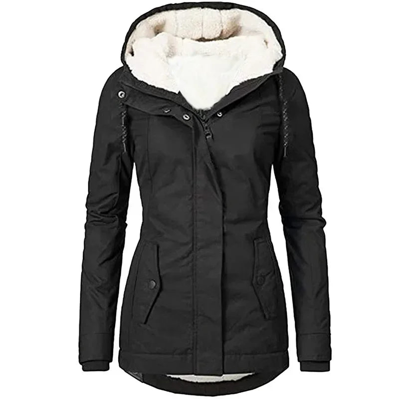 Fashion Hooded Women Splice Zipper Coats