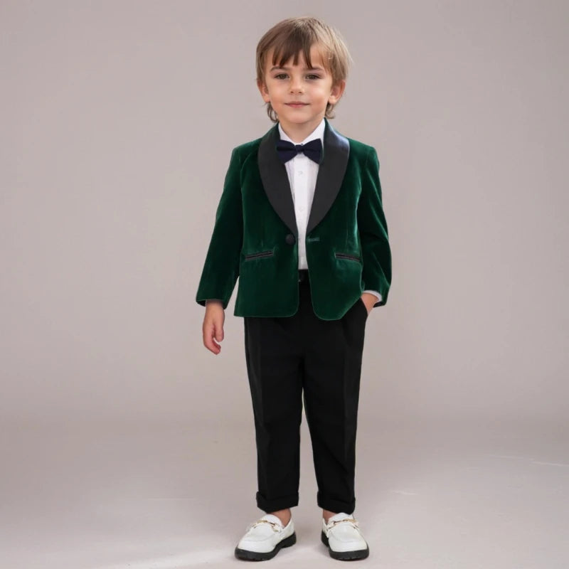 Baby Boys’ Black Velvet Tuxedo Suit