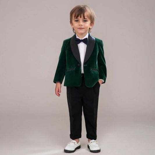 Baby Boys’ Black Velvet Tuxedo Suit