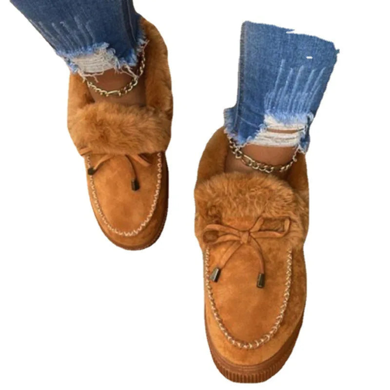 Women’s Solid Color Furry Winter Boots