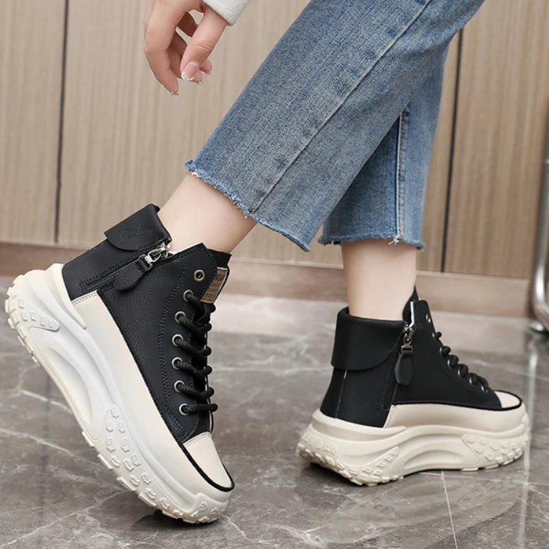 Women’s Leather & Canvas Platform Sneakers