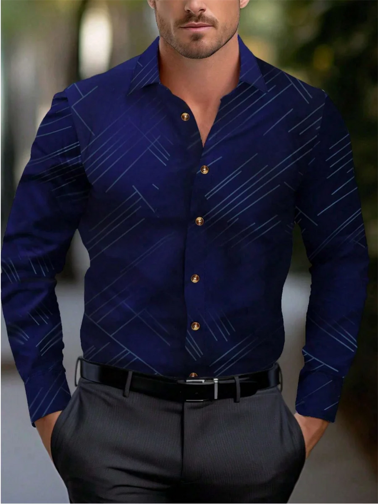Men’s Classic Striped Lapel Shirt