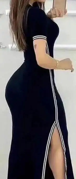 Women’s Black Striped Maxi Dress