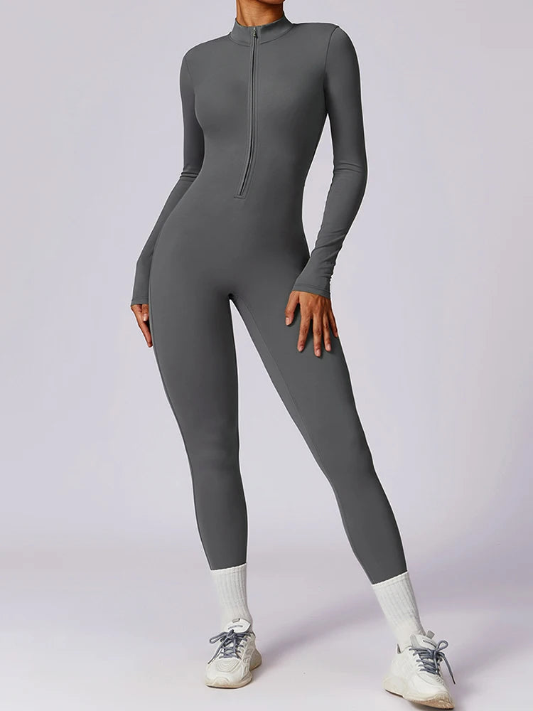 Summer Zipper Workout Jumpsuit Sports