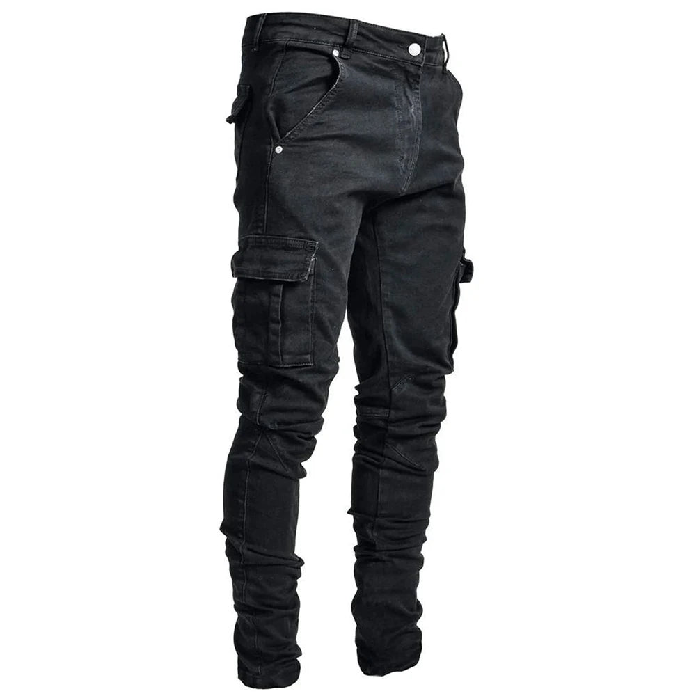 Men’s Street Elastic Cargo Jeans for Daily Wear