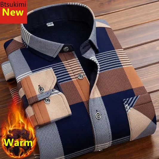 Men’s Thick Warm Plaid Shirt for Autumn & Winter