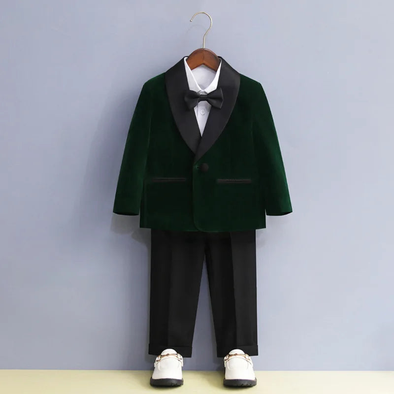 Baby Boys’ Black Velvet Tuxedo Suit