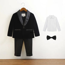 Baby Boys’ Black Velvet Tuxedo Suit