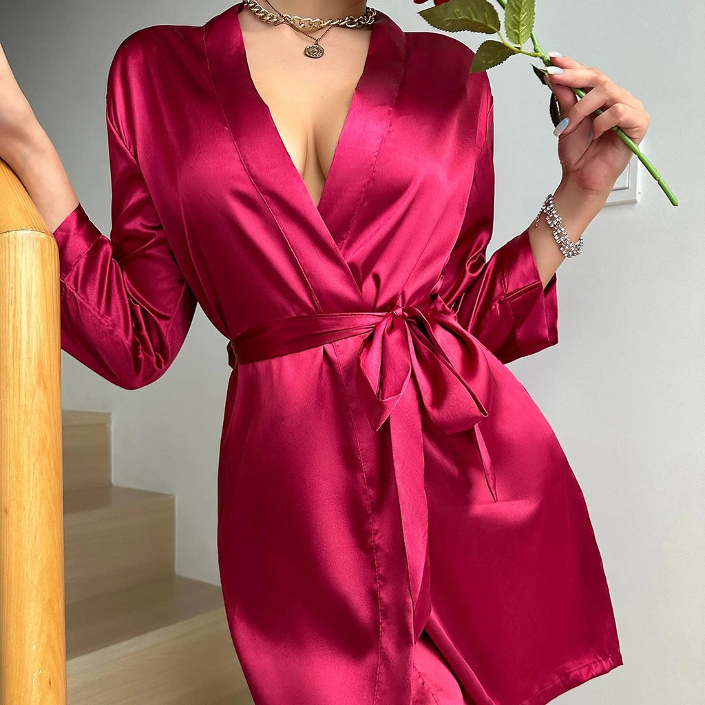 European Style Ice Silk Robe for Women
