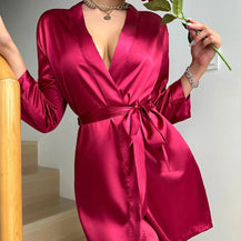 European Style Ice Silk Robe for Women