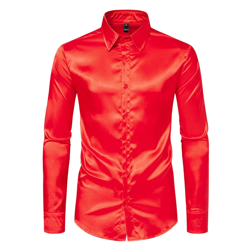 Men’s Luxury Black Satin Shirt