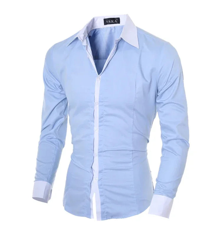 Men’s Modern Striped Patchwork Shirt