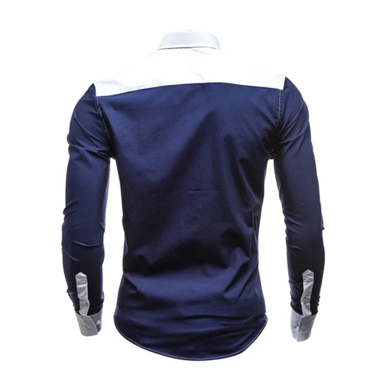 Men’s Modern Striped Patchwork Shirt