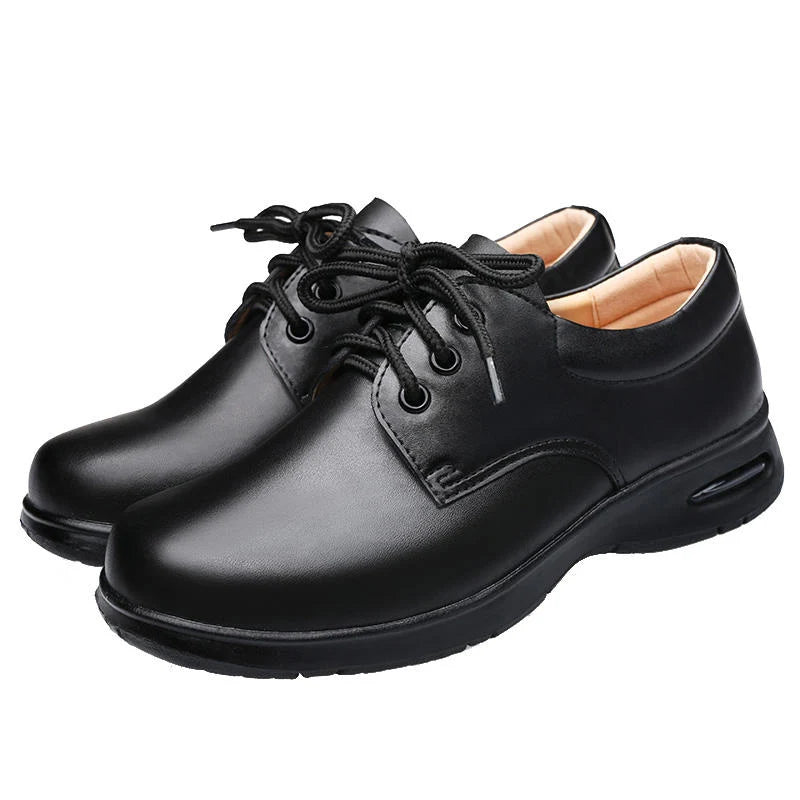 Kids  Soft Black Leather School Shoes