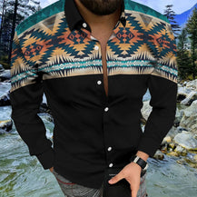 Men’s Aztec Print Casual Buttoned Shirt