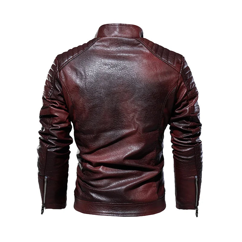 Fashion Leather Jacket for Men / Winter Fleece Motorcycle / Windbreaker