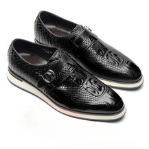 Men’s crocodile print monk strap design Leather Shoes