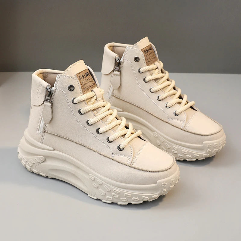 Women’s Leather & Canvas Platform Sneakers