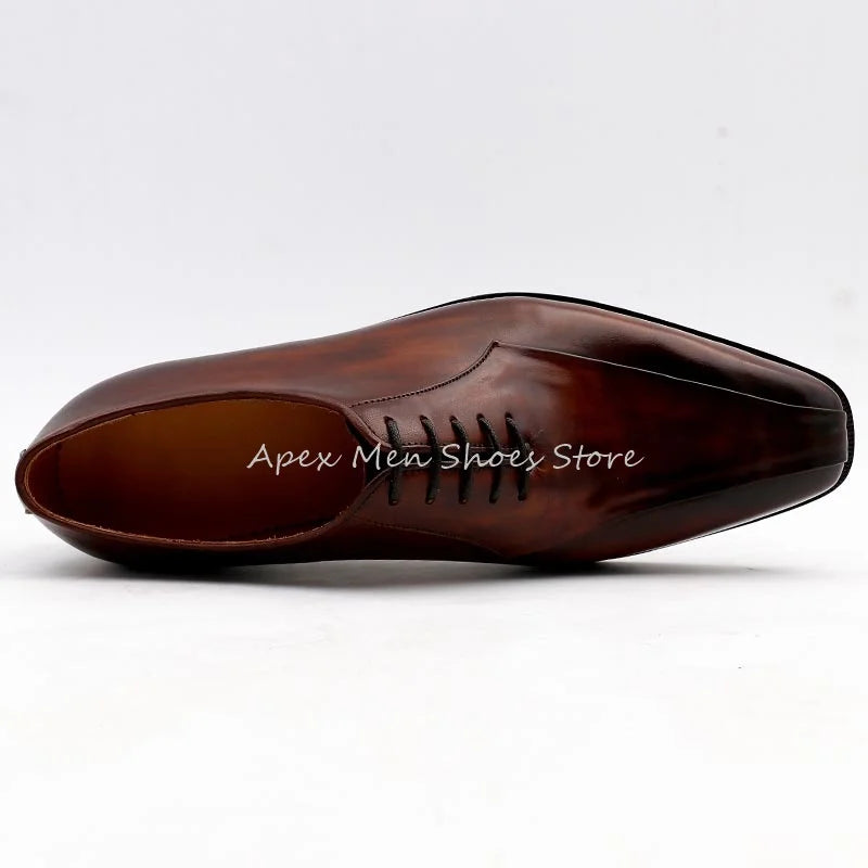 2024 Spring Handmade Oxford Shoes Men Formal Business Genuine Leather British Brown Lace Up Summer Work Leather Shoes