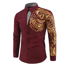 Men’s Luxury Gold Print Dress Shirt